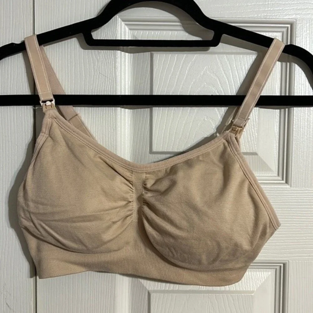 LAMAZE Size X-Large Tan Nude Full Coverage Nursing Maternity Bra Adjustable